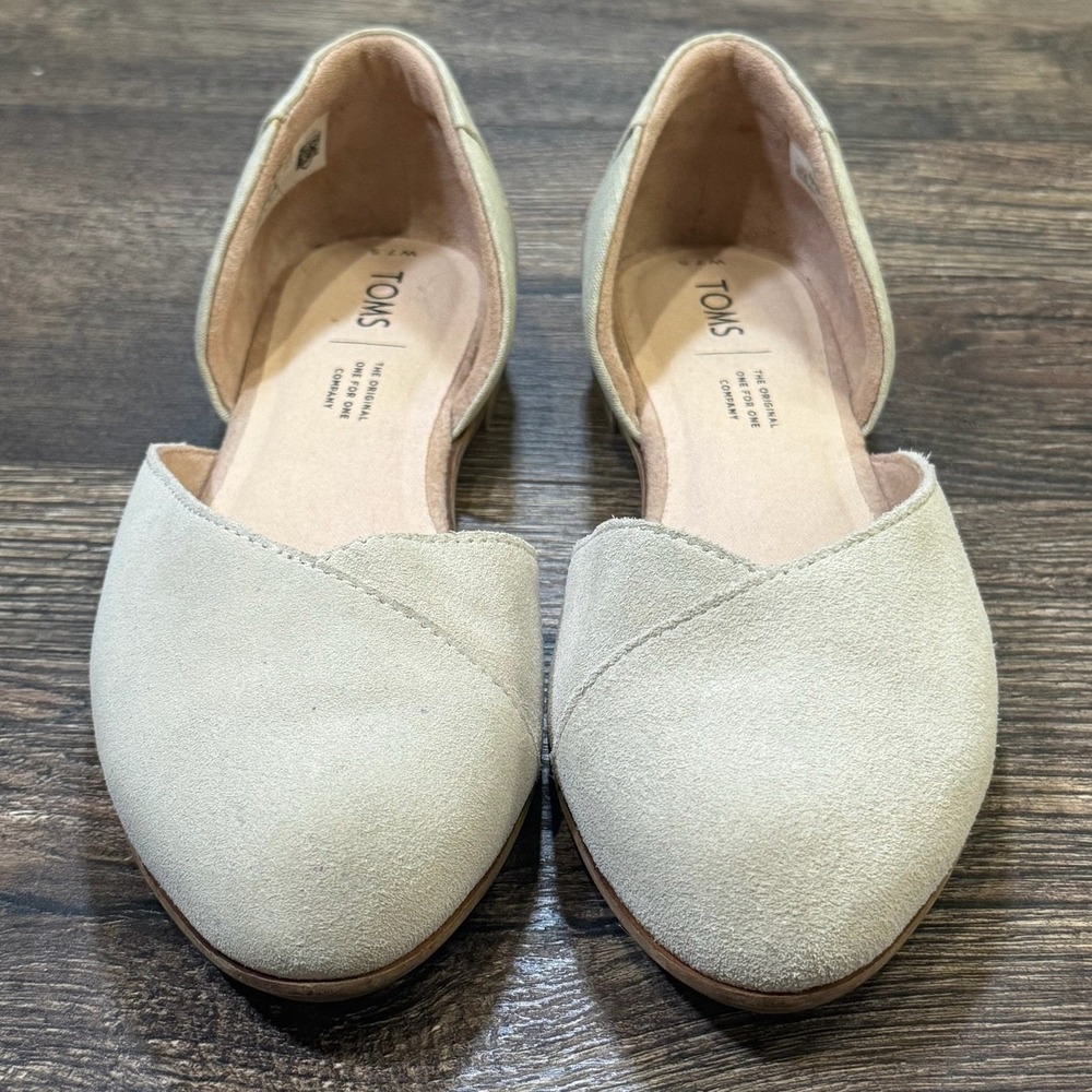 TOMS Jutti Taupe Gray Suede/Canvas Slip On d'Orsay Flats Women's‎ Size 7.5 - Picture 2 of 6